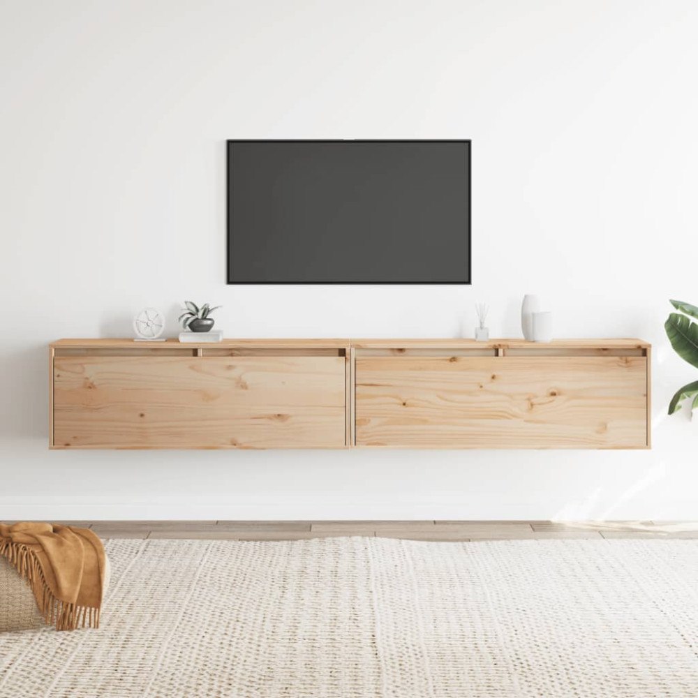 vidaXL Väggskåp 2 st 100x30x35 cm massiv furu