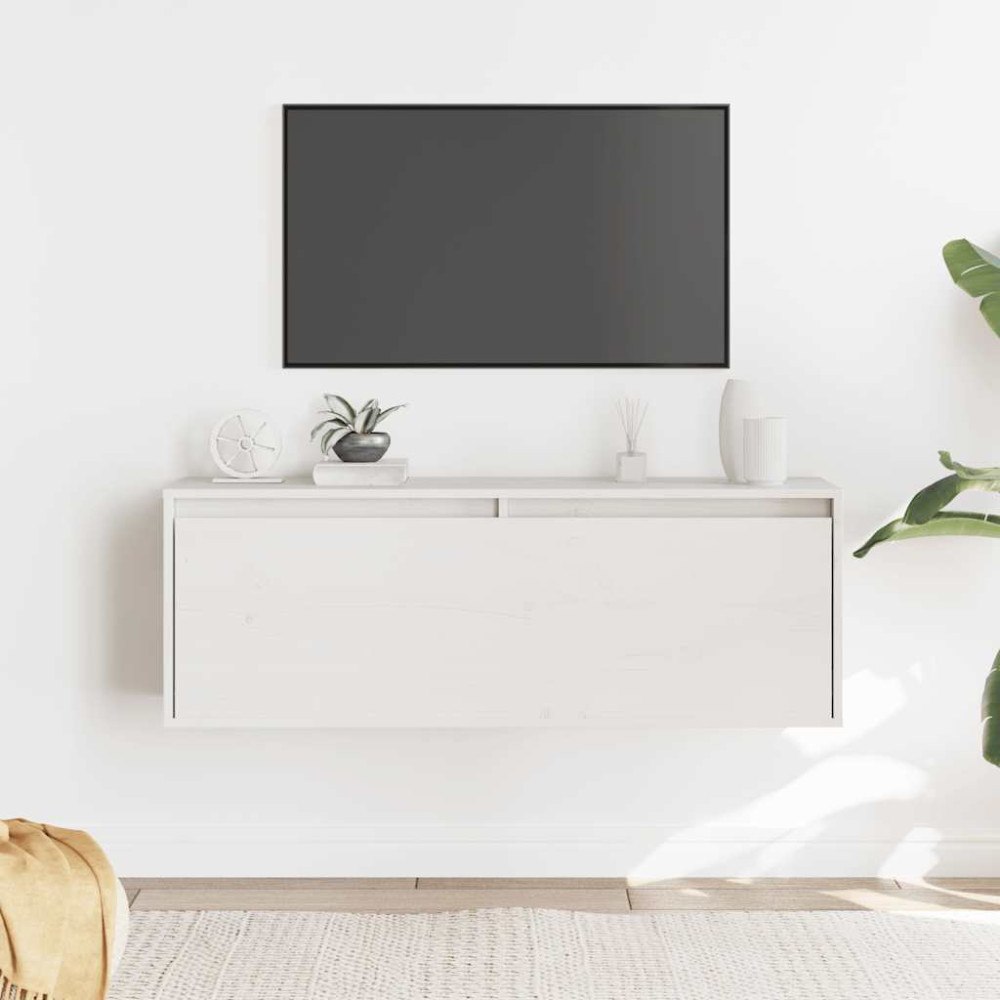 vidaXL Väggskåp vit 100x30x35 cm massiv furu