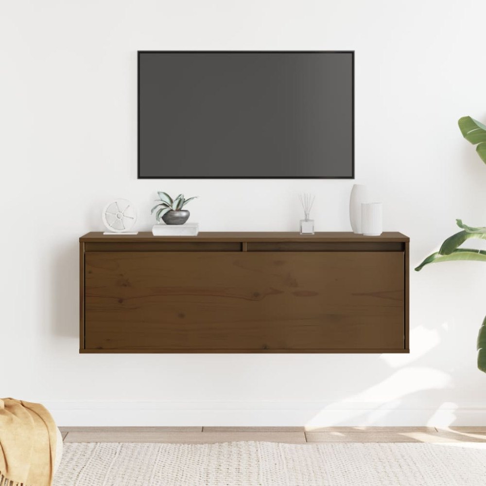 vidaXL Väggskåp honungsbrun 100x30x35 cm massiv furu