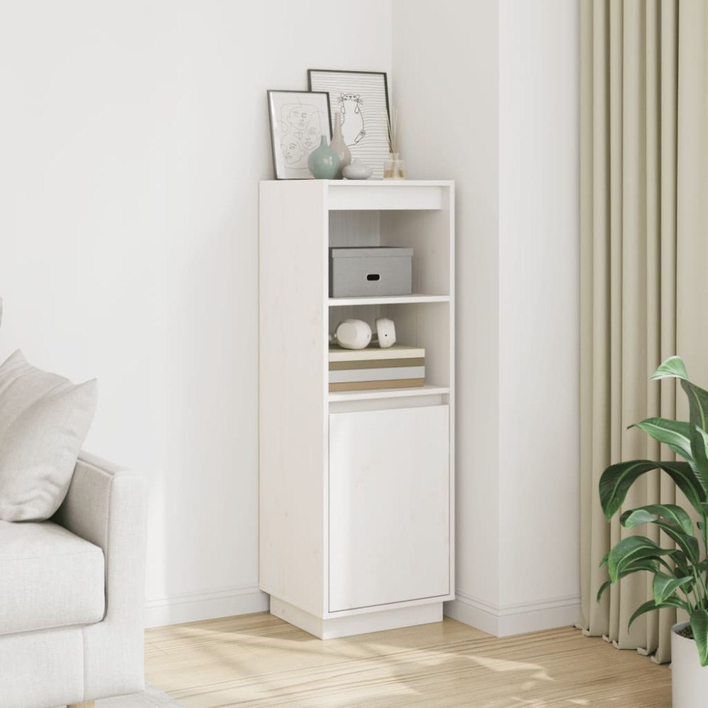 vidaXL Förvaringsskåp vit 37x34x110 cm massiv furu
