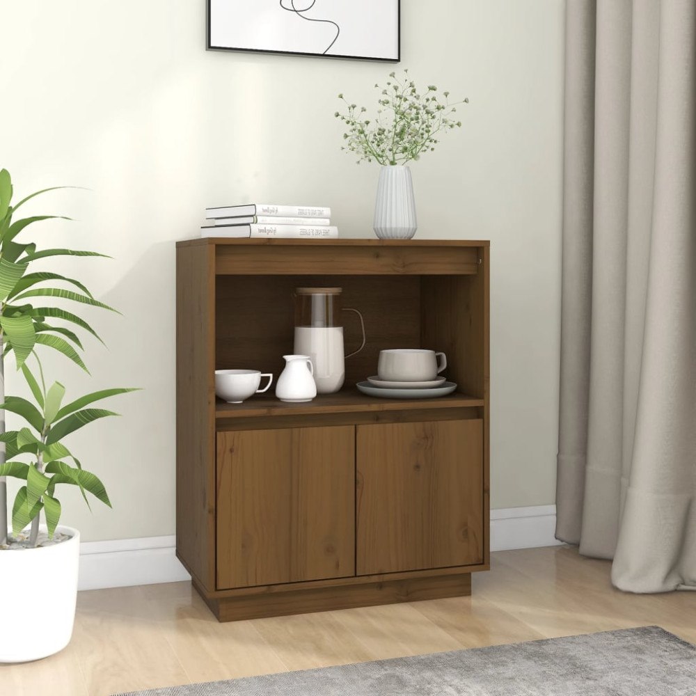 vidaXL Skänk honungsbrun 60x34x75 cm massiv furu