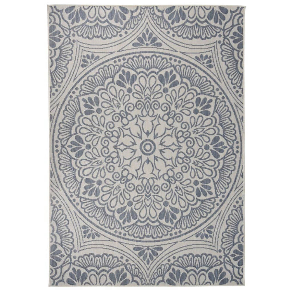 vidaXL Utomhusmatta plattvävd 160x230 cm blått tryck