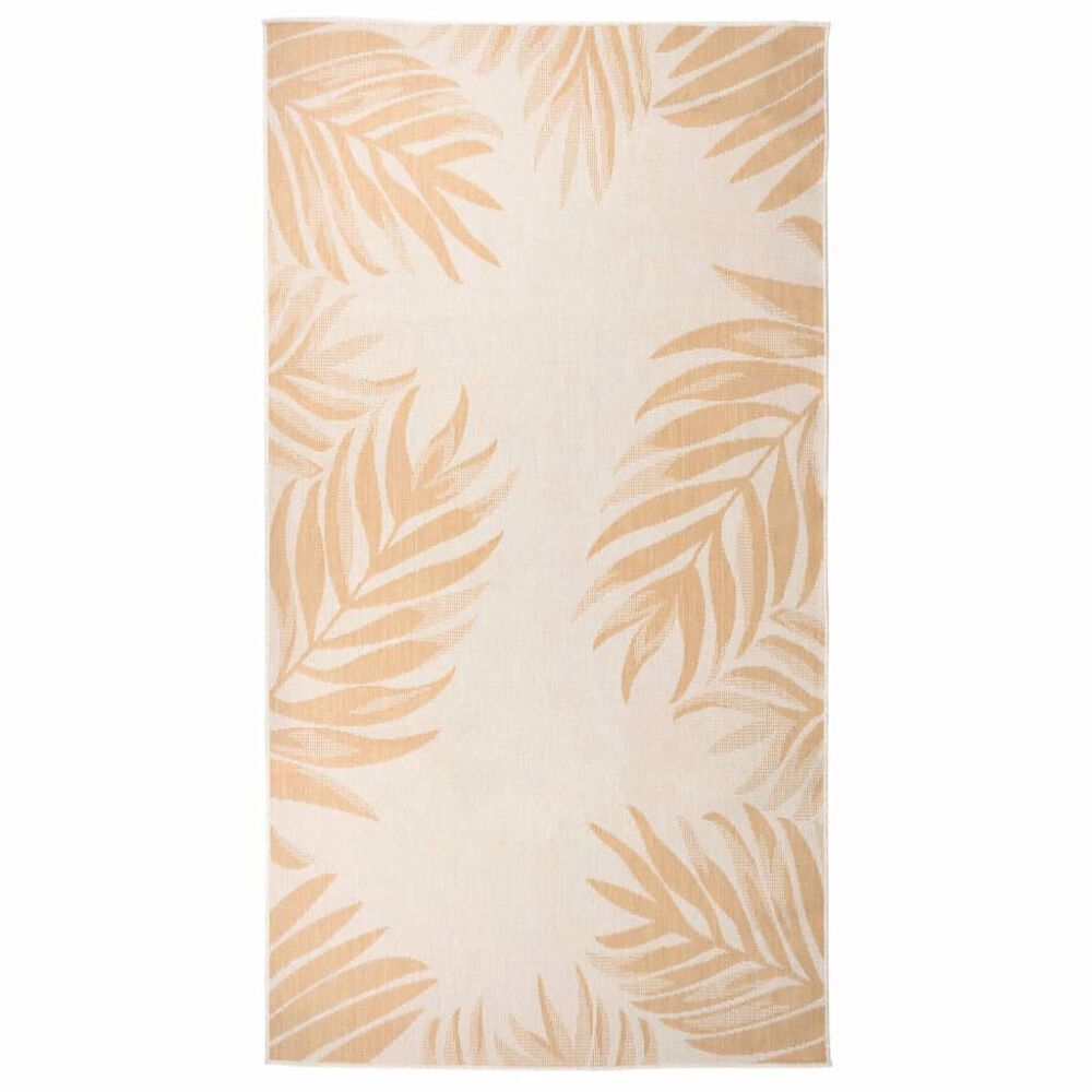 vidaXL Utomhusmatta plattvävd 80x150 cm bladmönstrad
