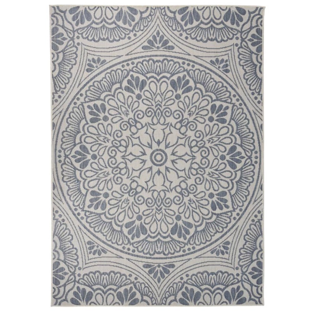 vidaXL Utomhusmatta plattvävd 120x170 cm blått tryck