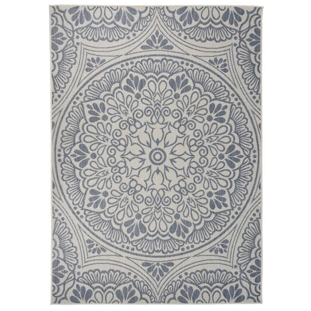 vidaXL Utomhusmatta plattvävd 120x170 cm blått tryck