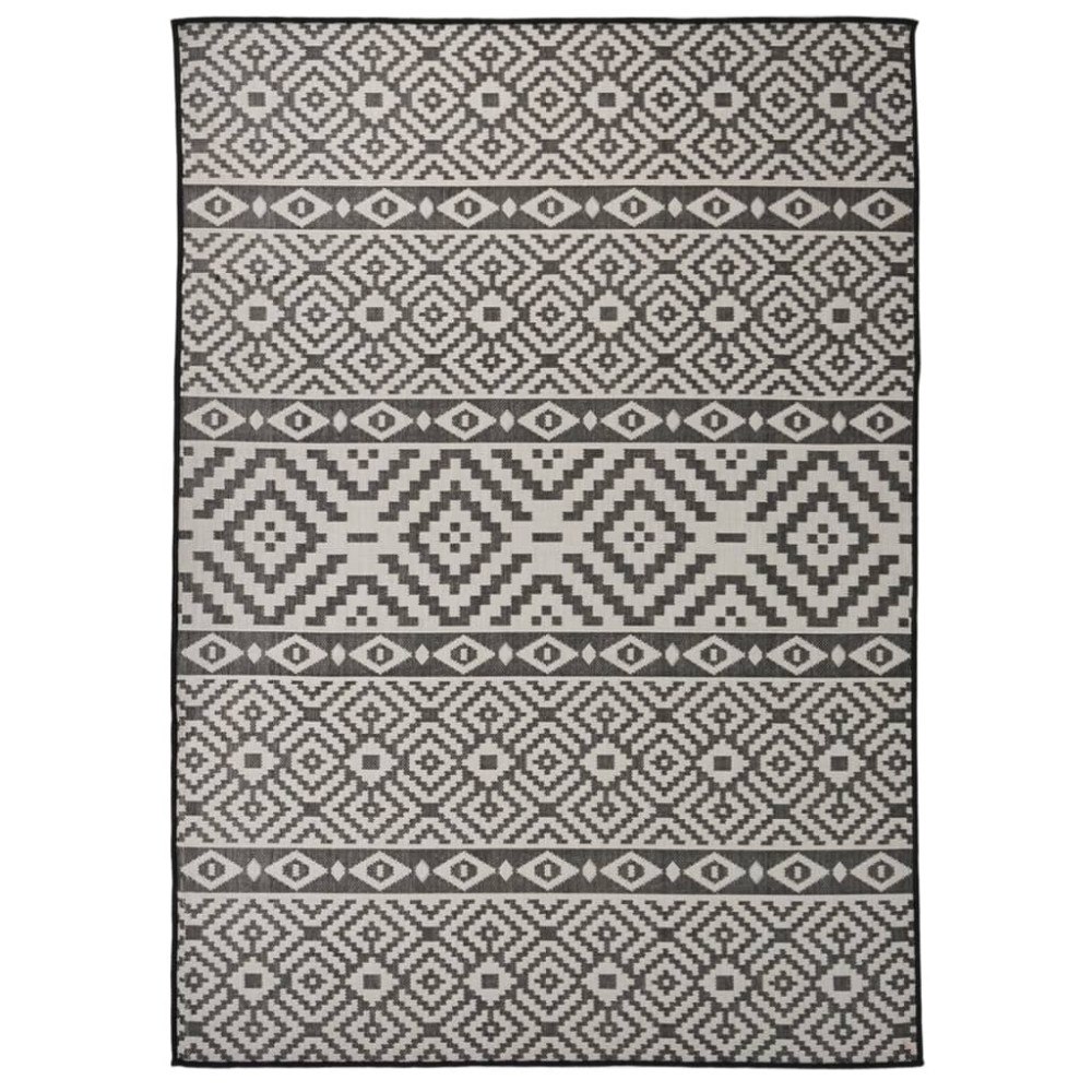 vidaXL Utomhusmatta plattvävd 120x170 cm svarta ränder