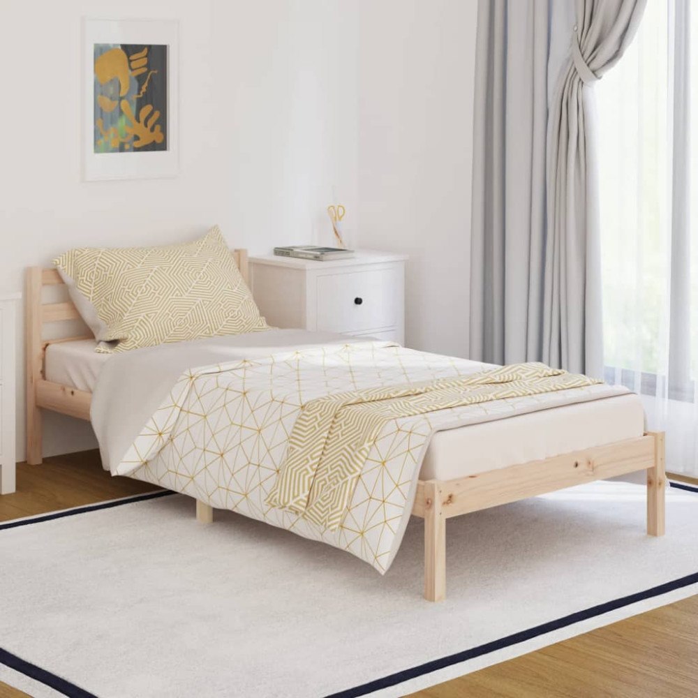 vidaXL Sängram massiv furu 90x200 cm