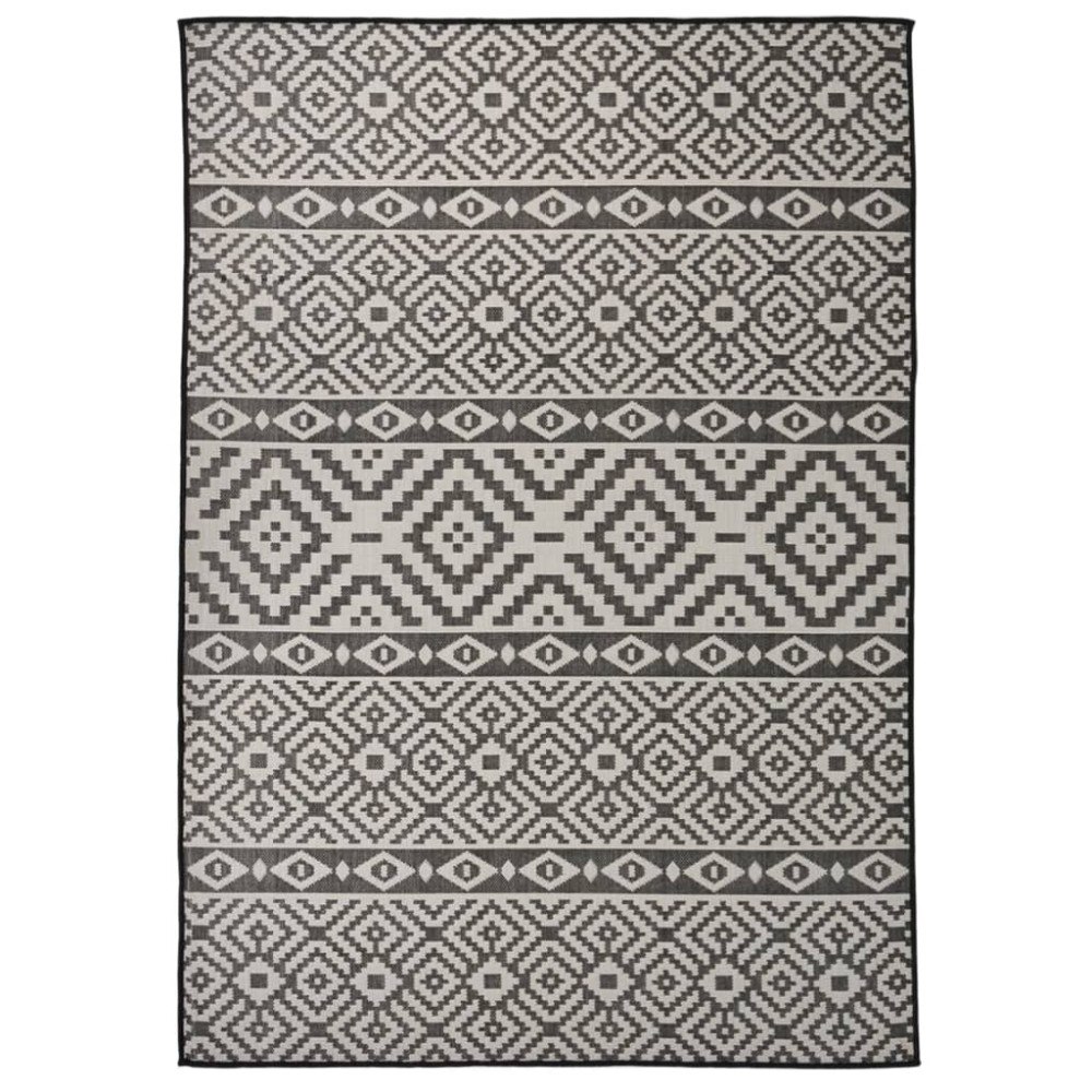 vidaXL Utomhusmatta plattvävd 140x200 cm svarta ränder