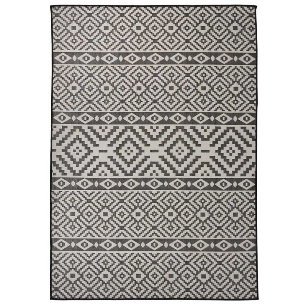 vidaXL Utomhusmatta plattvävd 140x200 cm svarta ränder