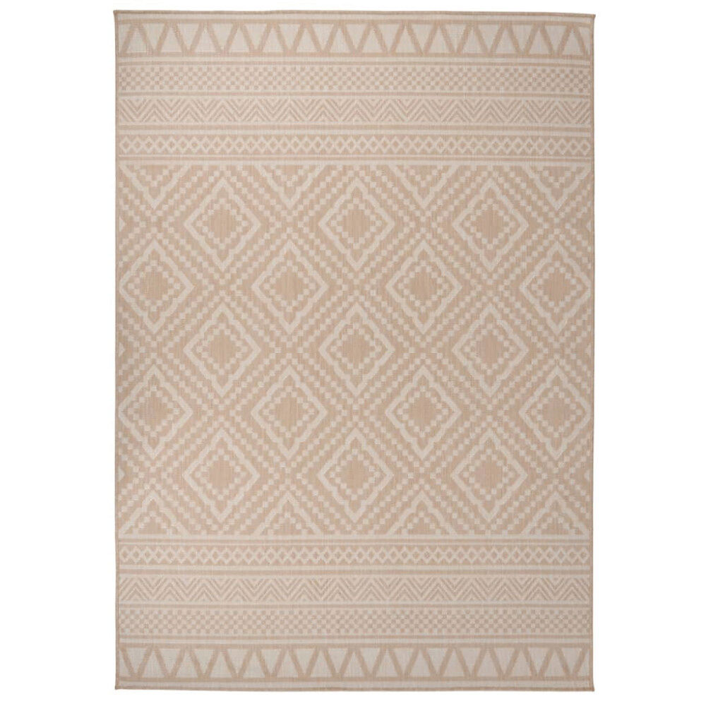 vidaXL Utomhusmatta plattvävd 140x200 brun ränder