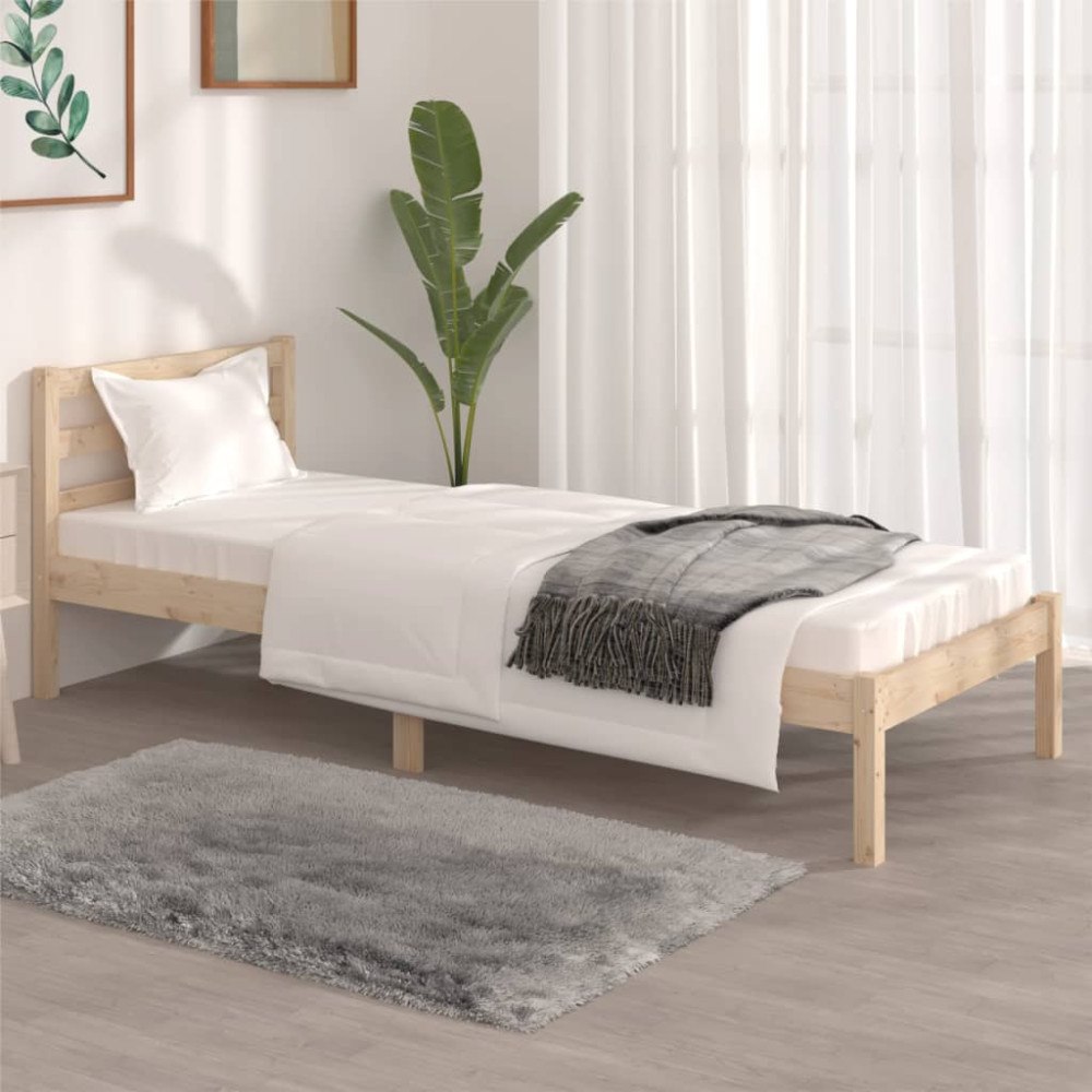 vidaXL Sängram massivt trä 75x190 cm