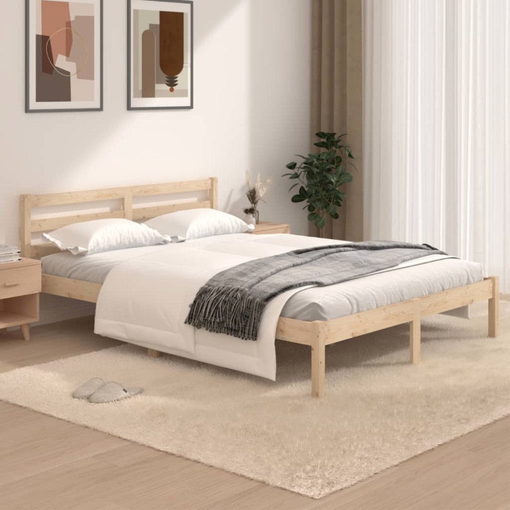 vidaXL Sängram massiv furu 120x190 cm