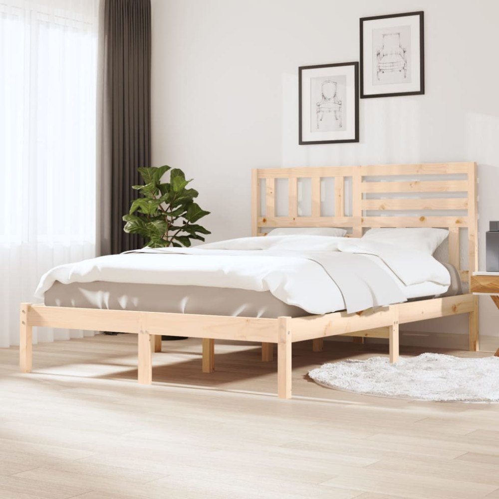 vidaXL Sängram 135x190 cm massiv furu