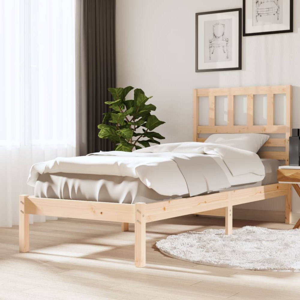 vidaXL Sängram massiv furu 90x200 cm