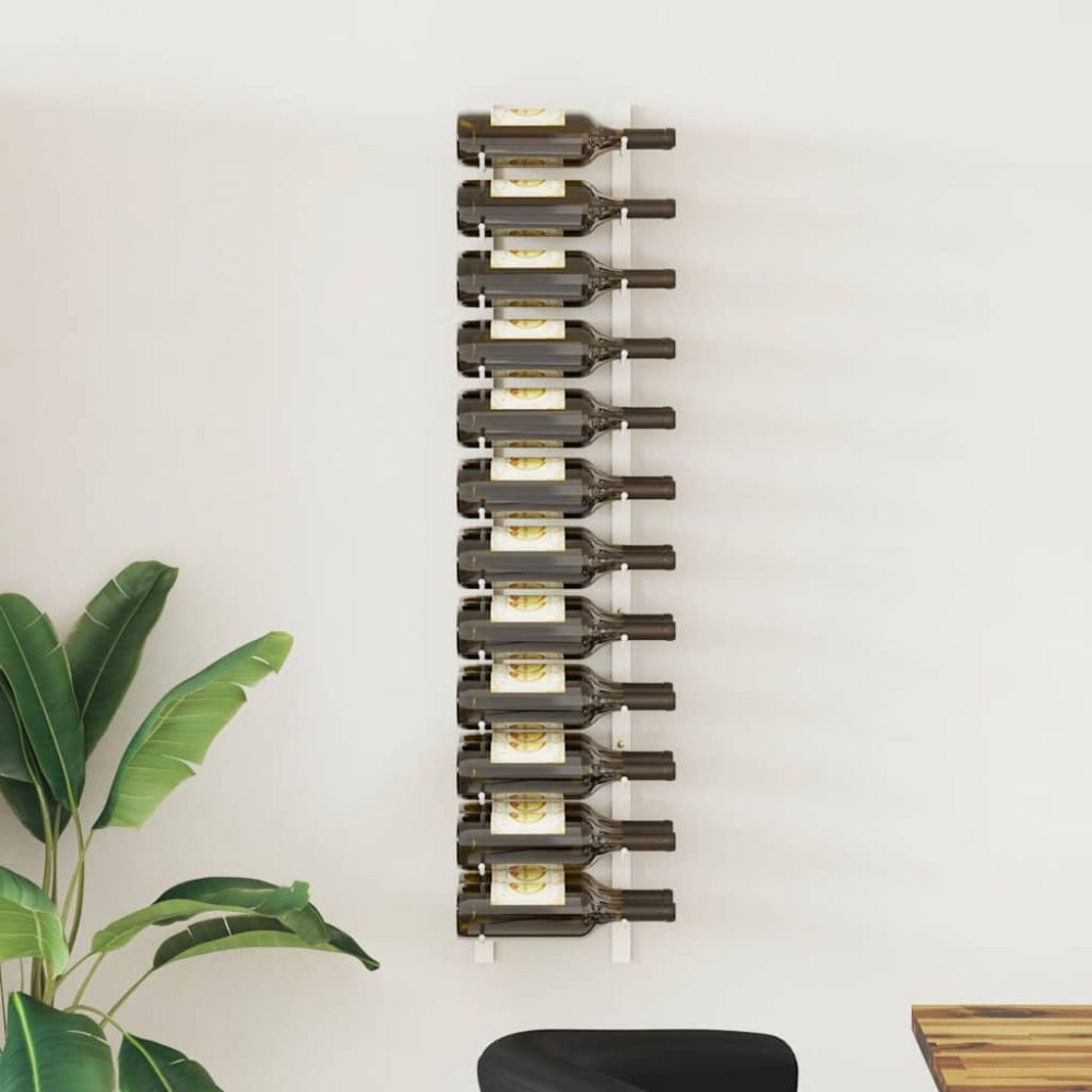 vidaXL Väggmonterat vinställ för 24 flaskor vit järn