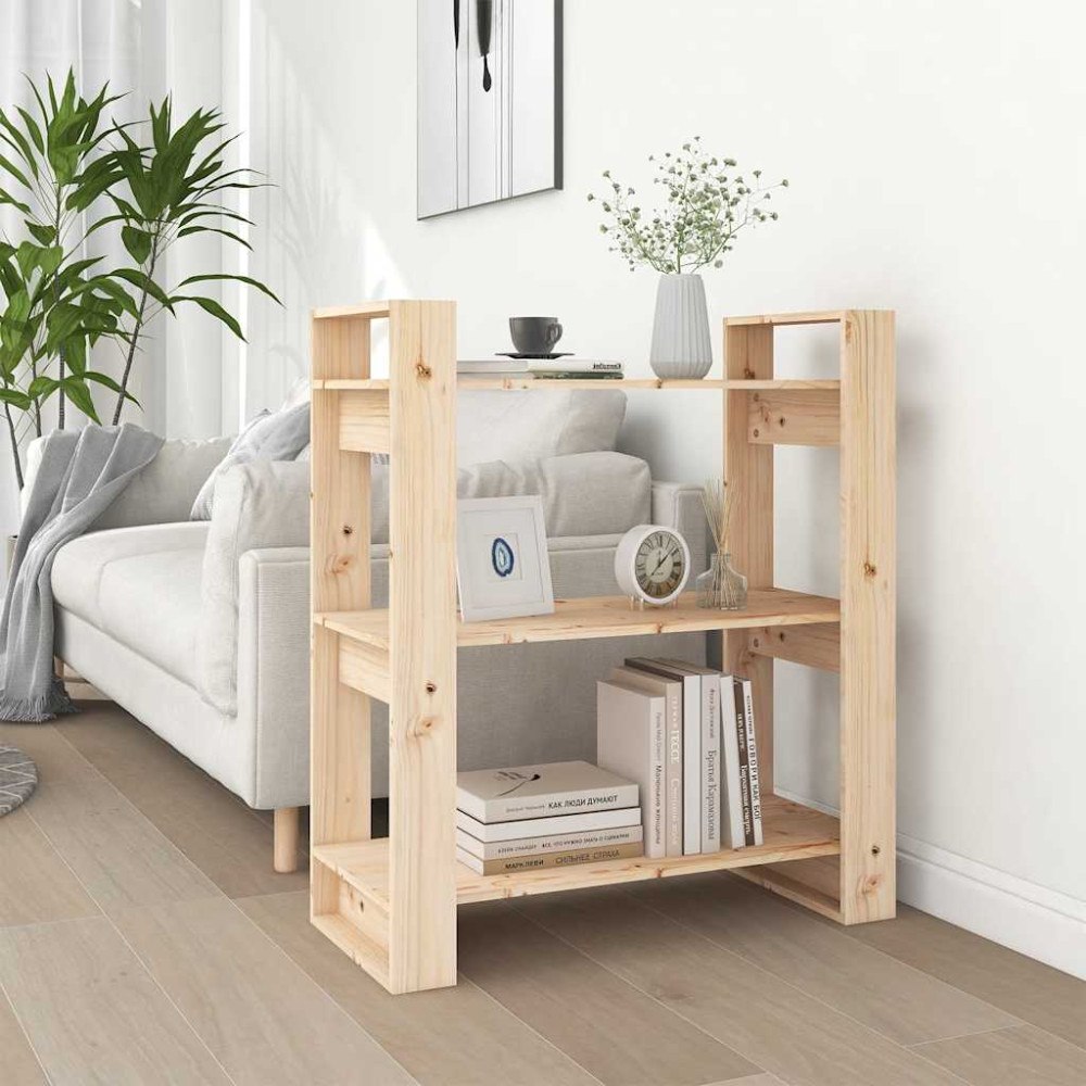 vidaXL Bokskåp/rumsavdelare 80x35x91 cm massivt trä furu