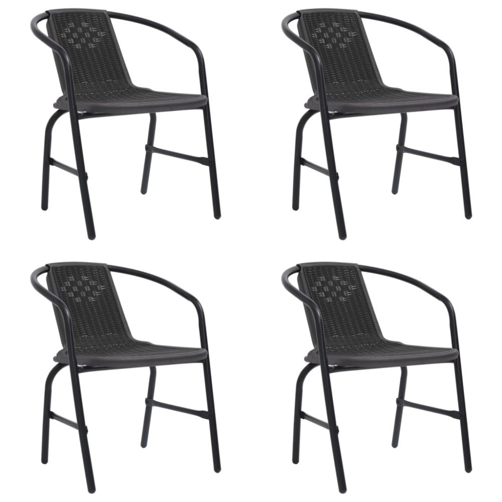 vidaXL Trädgårdsstolar 4 st plastrotting och stål 110 kg