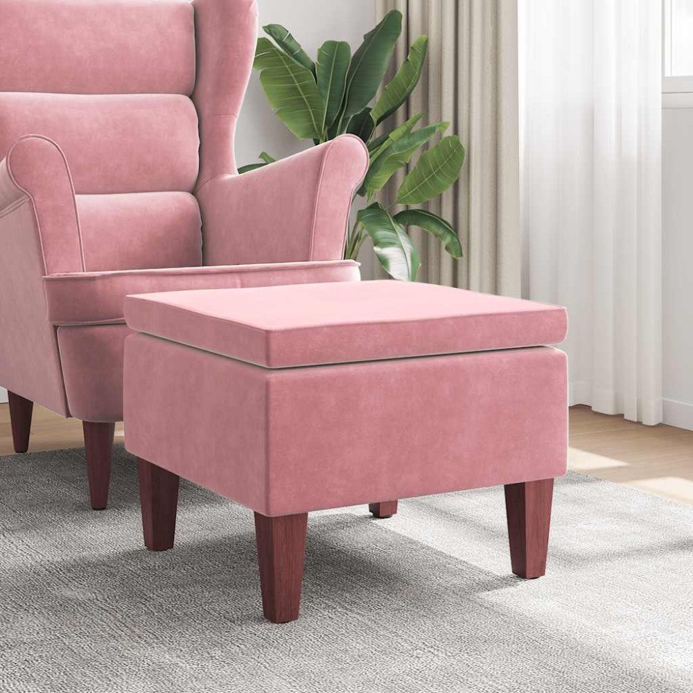 vidaXL Pall med träben rosa sammet