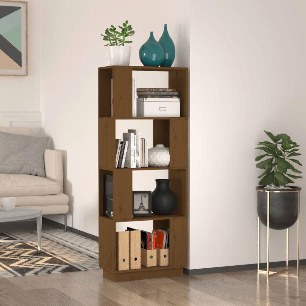 vidaXL Bokhylla/Rumsavdelare honungsbrun 51x25x132 cm massiv furu
