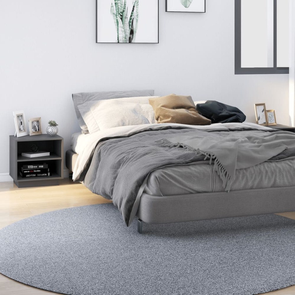 vidaXL Sängbord 2 st grå 40x34x40 cm massivt furuträ