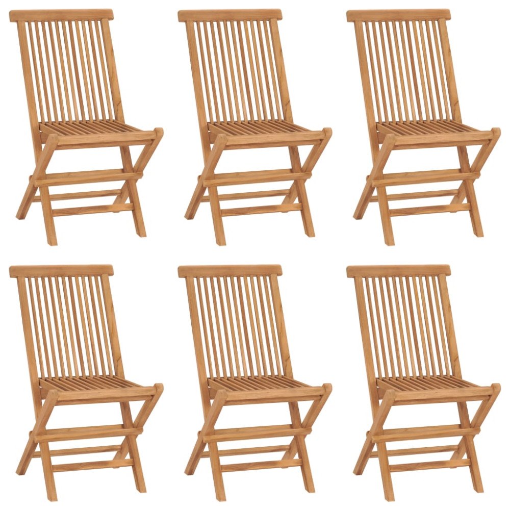 vidaXL Hopfällbara trädgårdsstolar 6 st massiv teak