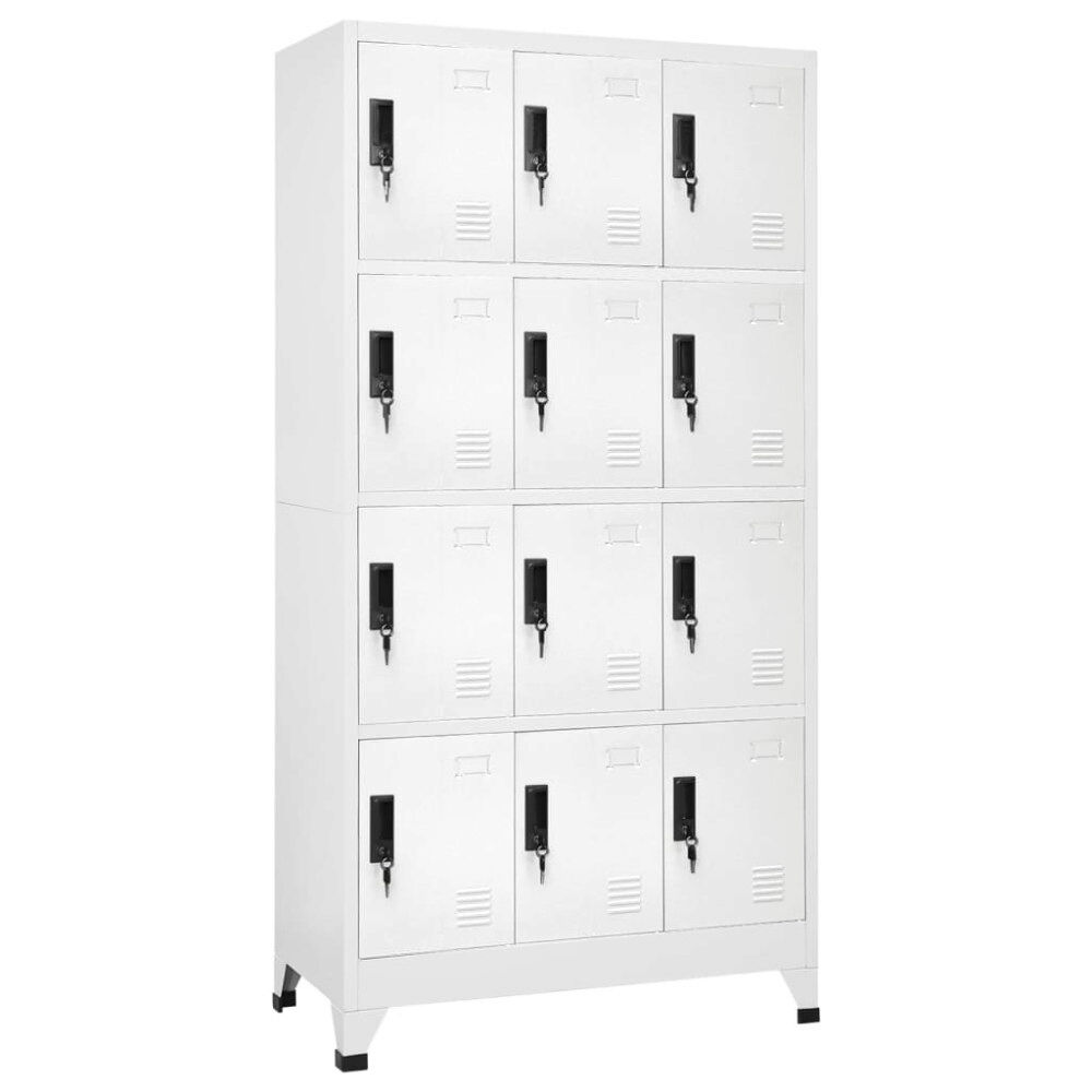 vidaXL Förvaringsskåp vit 90x45x180 cm stål