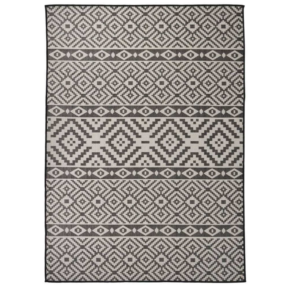 vidaXL Utomhusmatta plattvävd 200x280 cm svarta ränder