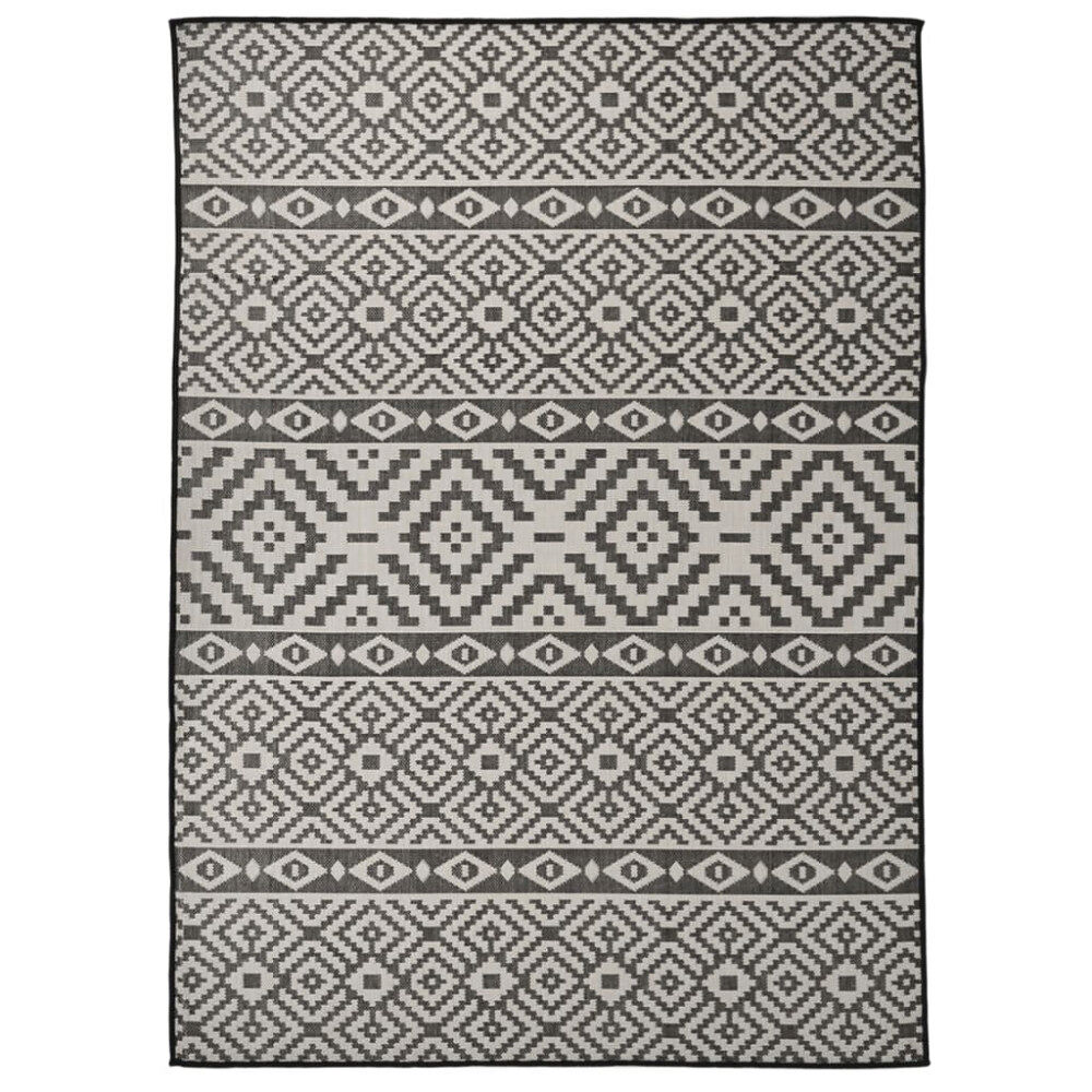 vidaXL Utomhusmatta plattvävd 200x280 cm svarta ränder
