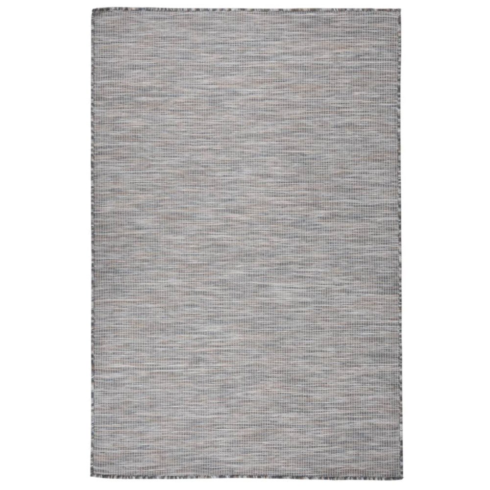 vidaXL Utomhusmatta plattvävd 120x170 brun och blå