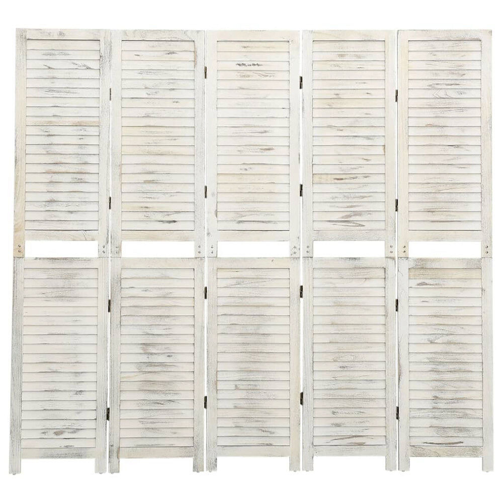 vidaXL Rumsavdelare 5 paneler antikvit 178,5x166 cm massivt trä