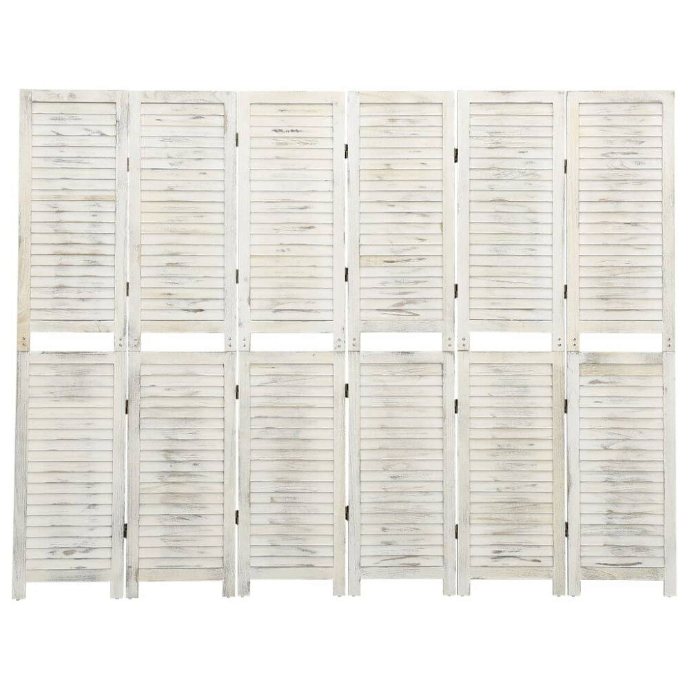 vidaXL Rumsavdelare 6 paneler antikvit 215x166 cm massivt trä