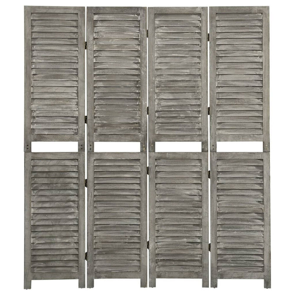 vidaXL Rumsavdelare 4 paneler grå 143x166 cm massivt trä