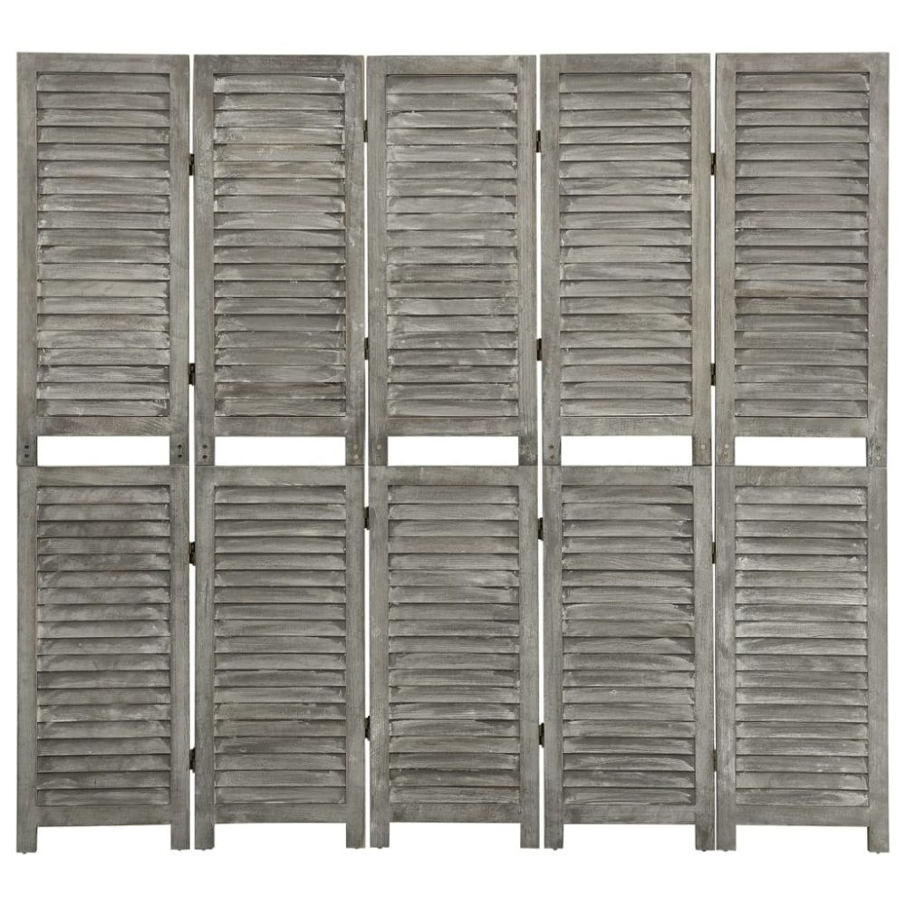 vidaXL Rumsavdelare 5 paneler grå 179x166 cm massivt trä