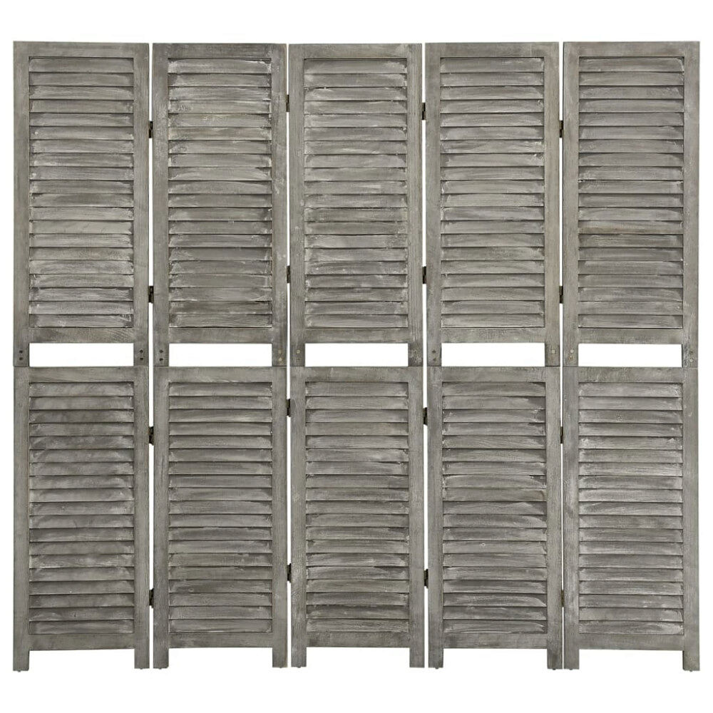 vidaXL Rumsavdelare 5 paneler grå 179x166 cm massivt trä