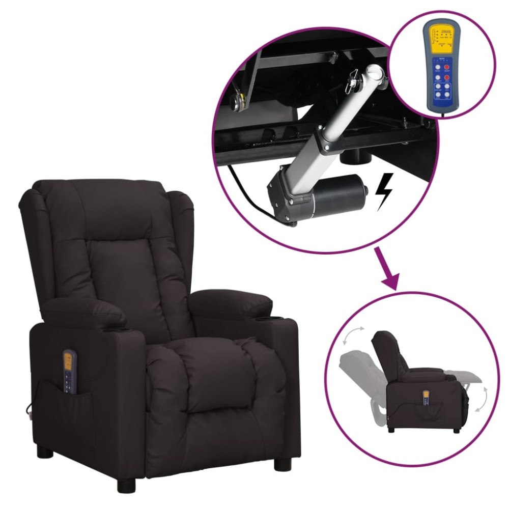 vidaXL Massagefåtölj med uppresningshjälp svart konstläder
