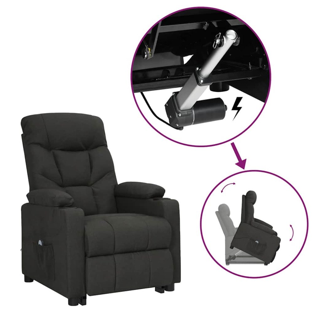 vidaXL fåtölj med uppresningshjälp svart tyg