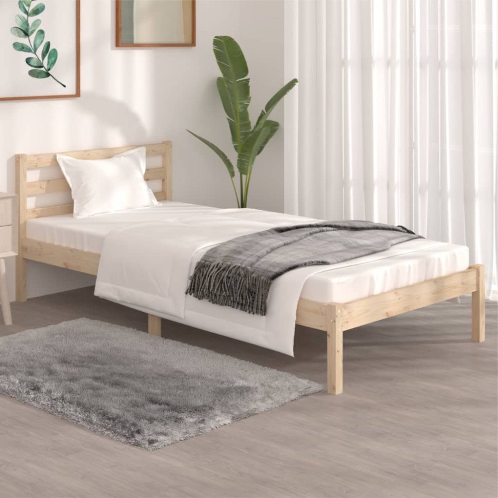 vidaXL Sängram massiv furu 90x190 cm