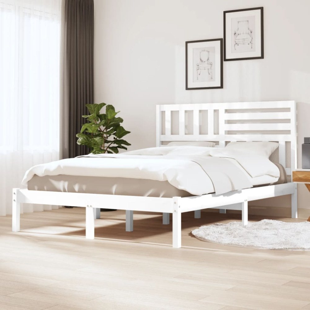 vidaXL Sängram utan madrass vit 120x190 cm massiv furu