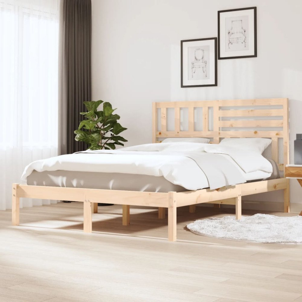vidaXL Sängram massiv furu 160x200 cm