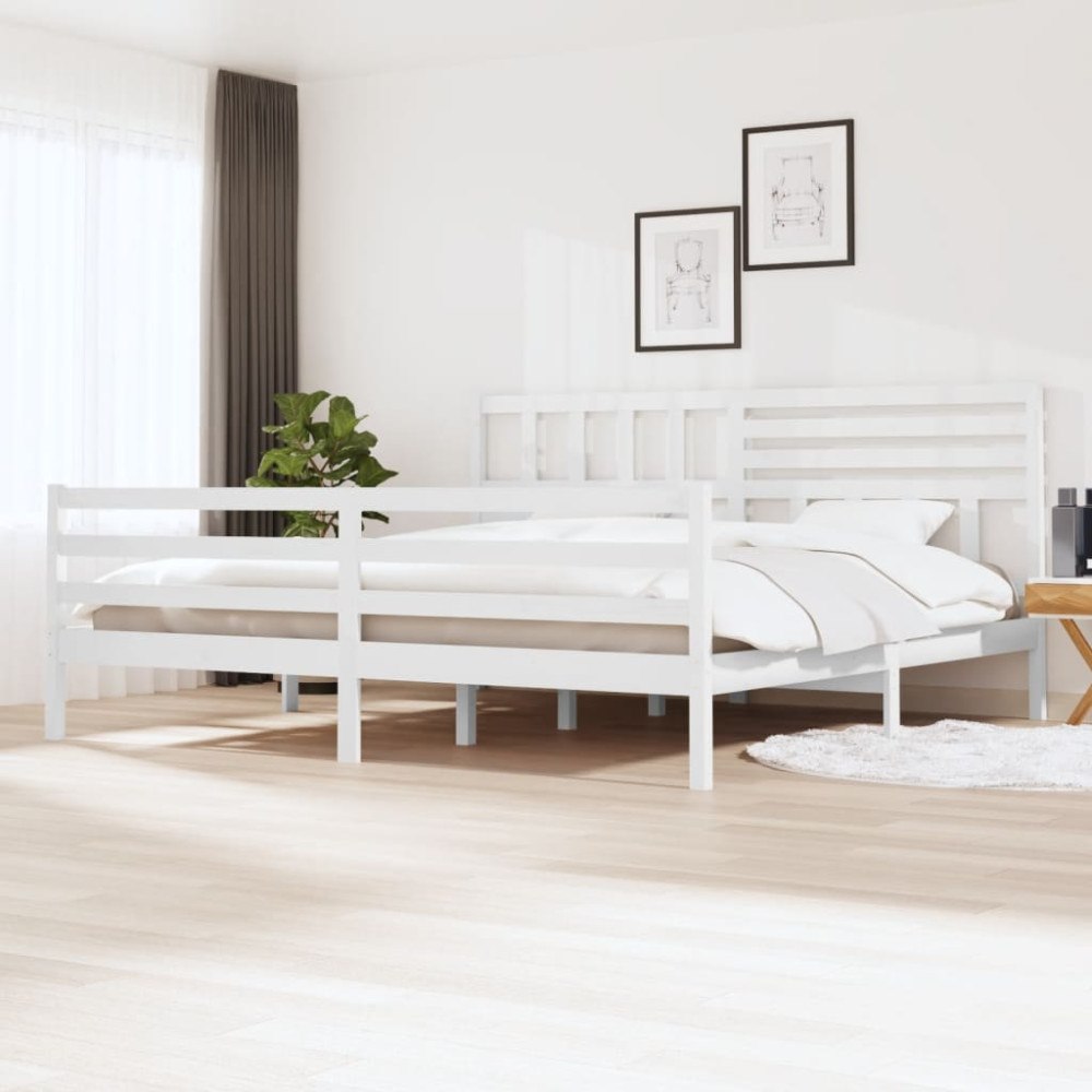 vidaXL Sängram vit massivt trä 200x200 cm