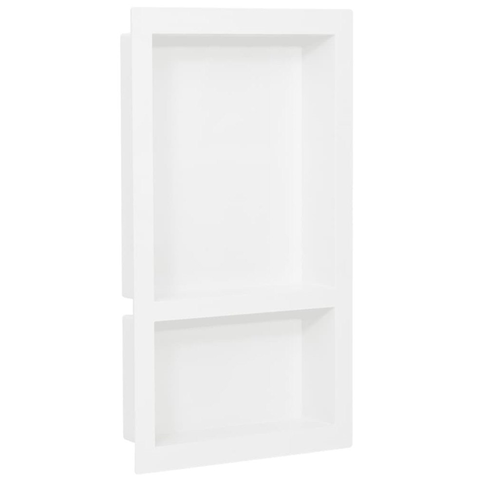 vidaXL Infälld duschhylla niche 2 hyllor matt vit 41x69x9 cm