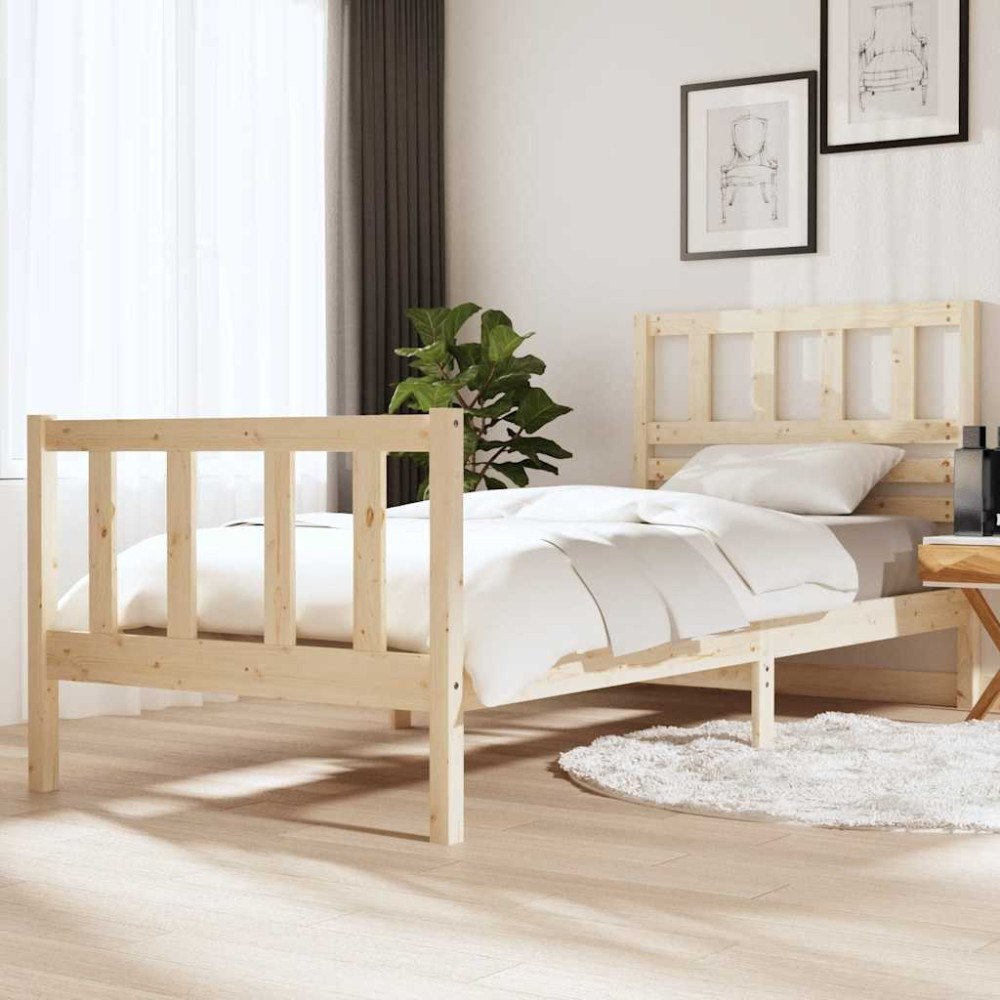 vidaXL Sängram massivt trä 90x200 cm