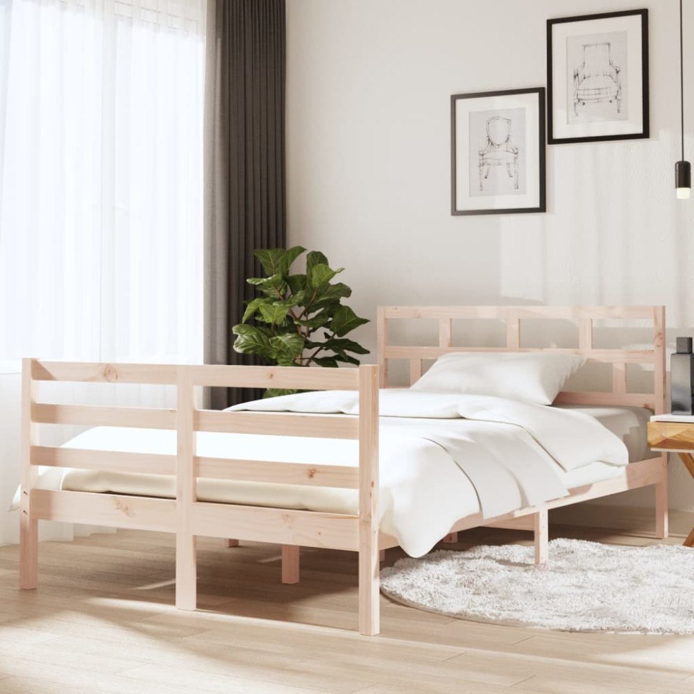 vidaXL Sängram massiv furu 120x190 cm