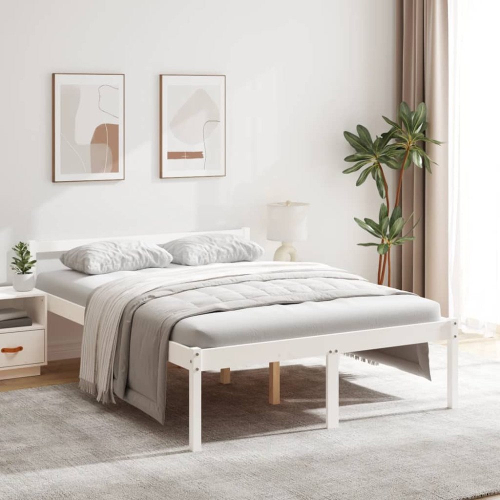 vidaXL Säng vit 135x190 cm massiv furu
