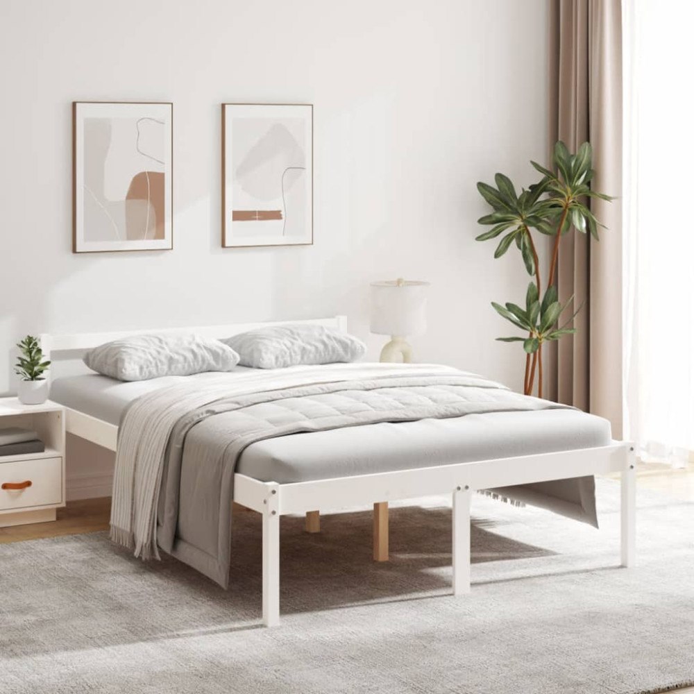 vidaXL Säng vit 140x190 cm massiv furu