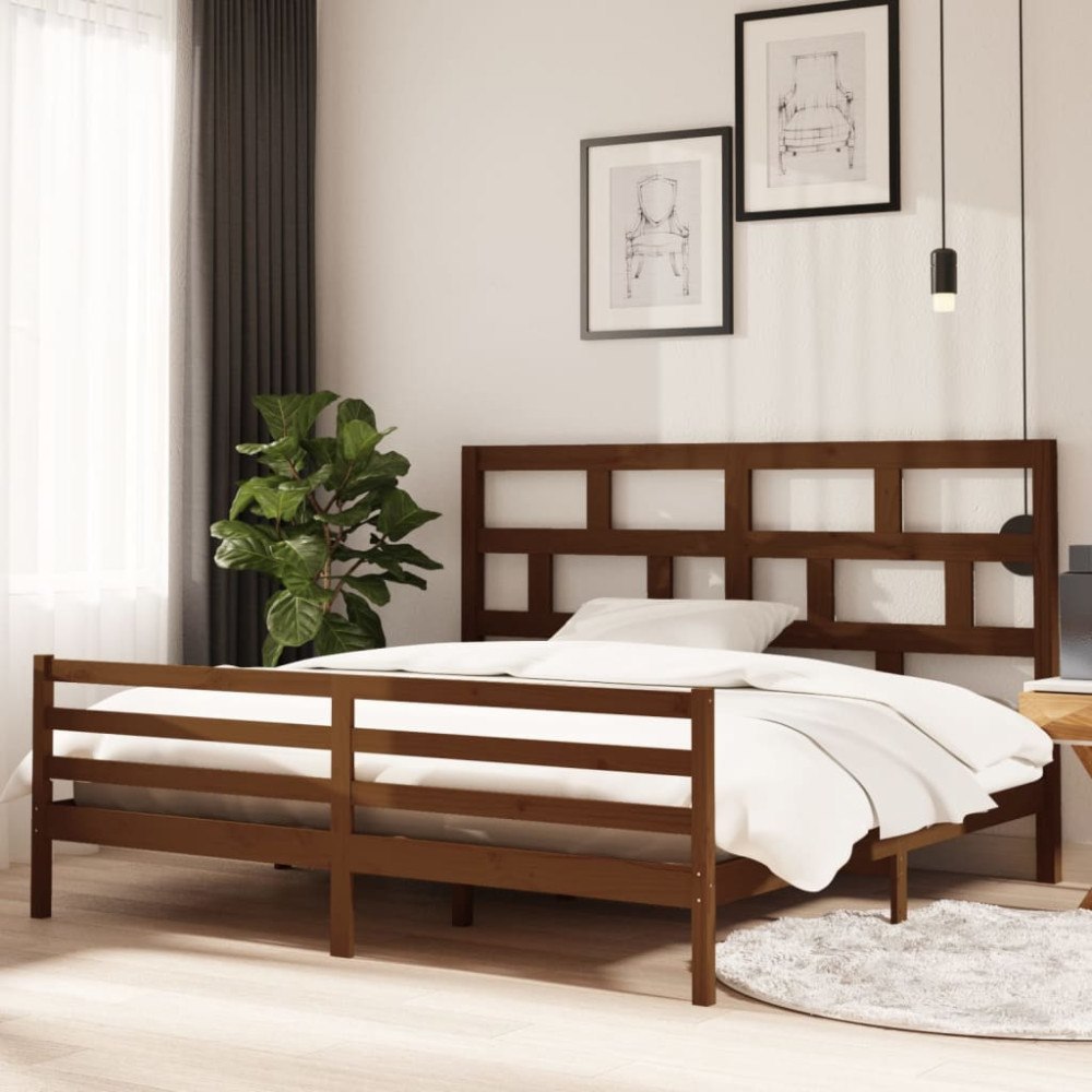 vidaXL Sängram honungsbrun massiv furu 200x200 cm