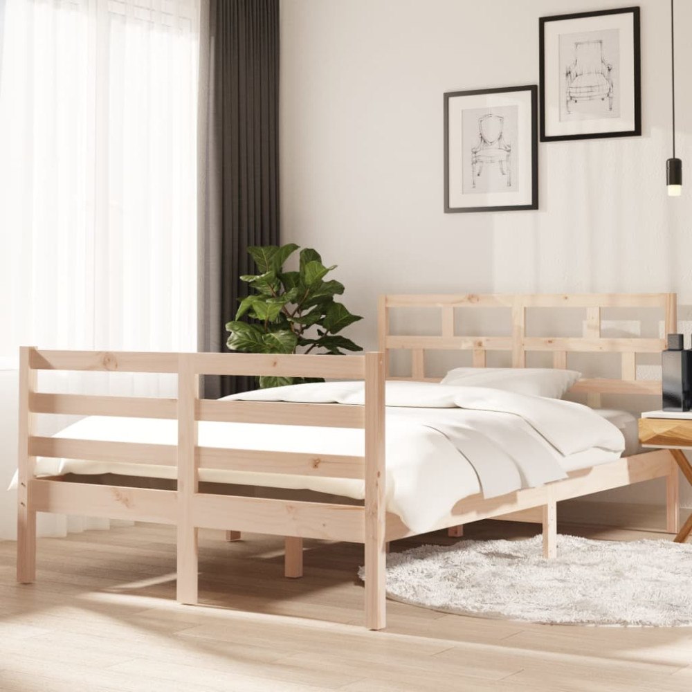 vidaXL Sängram massiv furu 120x200 cm