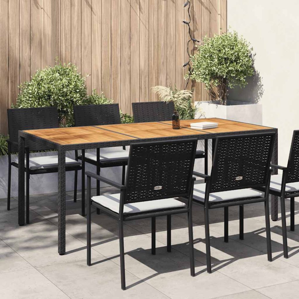 vidaXL Trädgårdsbord 190x90x75 cm konstrotting och akaciaträ svart