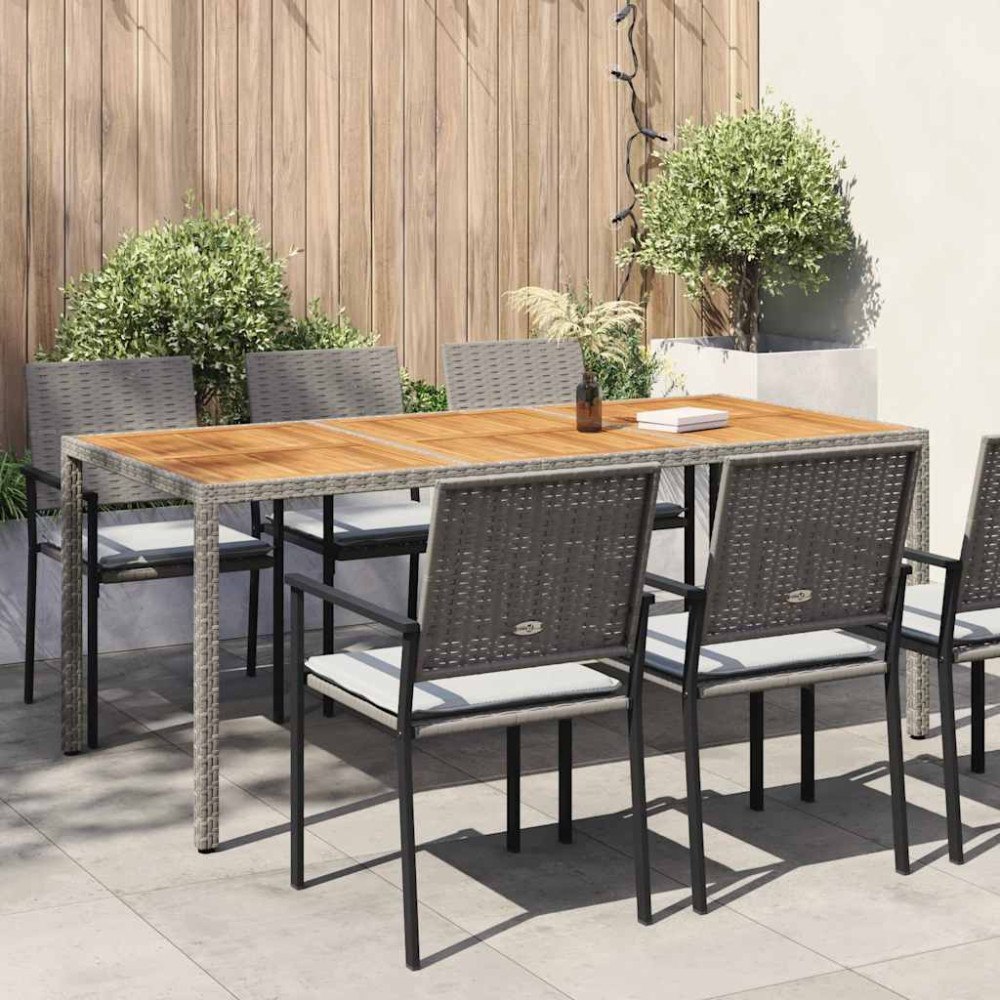 vidaXL Trädgårdsbord 190x90x75 cm konstrotting och akaciaträ grå