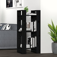 vidaXL Bokhylla/rumsavdelare svart 41x35x91 cm massiv furu